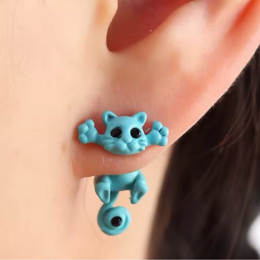 Blue Cat Earrings